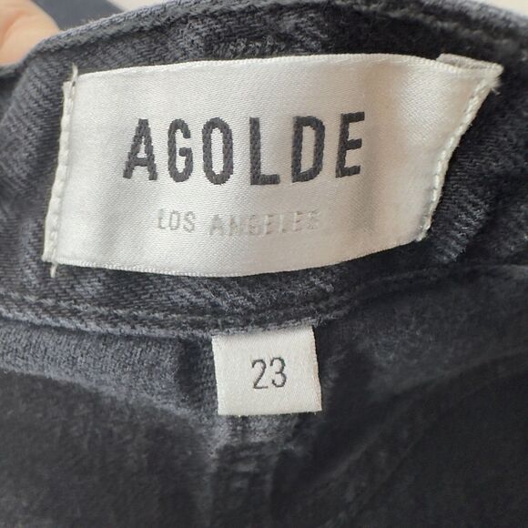Agolde 90s Bermuda Shorts Women’s 23 Black Denim Raw Hem Mid Rise NWT - Picture 14 of 16